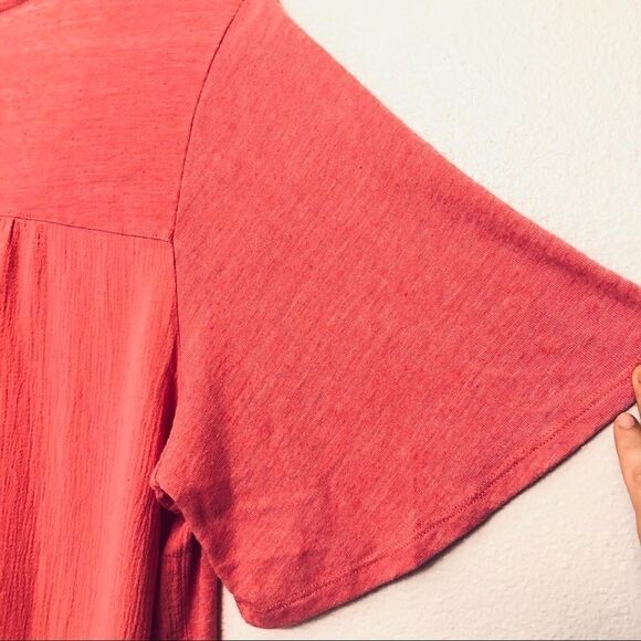 Old navy coral knit blouse t shirt top -Large - Picture 4 of 8